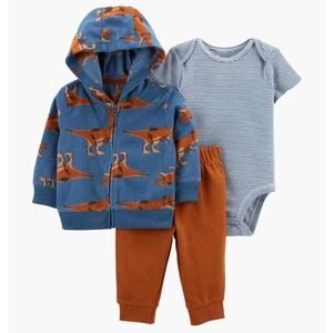 Carter's 3 Pc Blue and Orange Dinosaur Matching Set